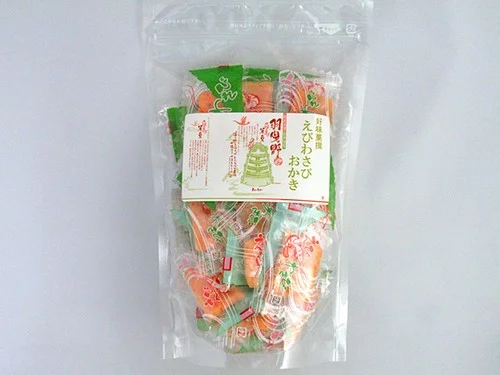 個包装の好味菓撰 えびわさびおかきが入った袋